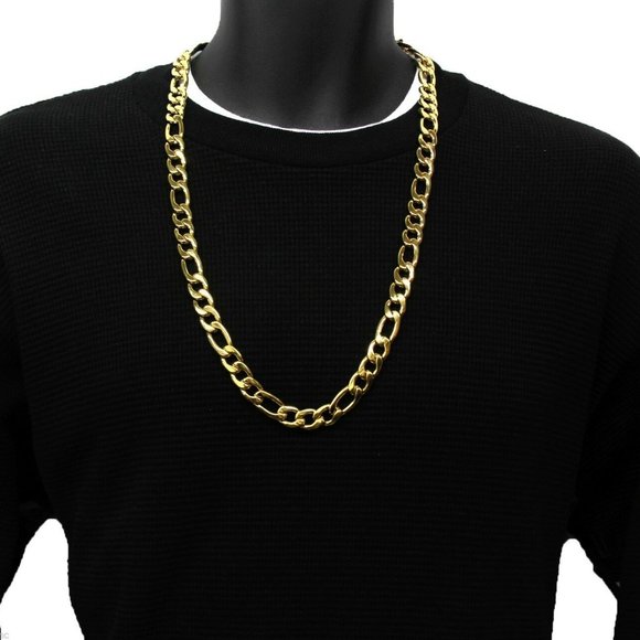 Men's 14k Gold Italian Figaro Link Chain 12mm 30"